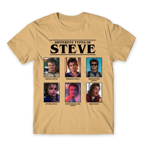 Homok Stranger Things férfi rövid ujjú póló - Types of Steve