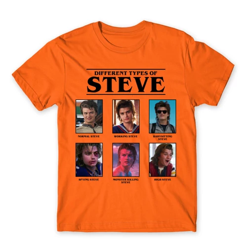 Narancs Stranger Things férfi rövid ujjú póló - Types of Steve