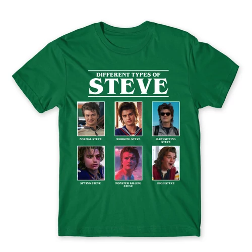 Zöld Stranger Things férfi rövid ujjú póló - Types of Steve