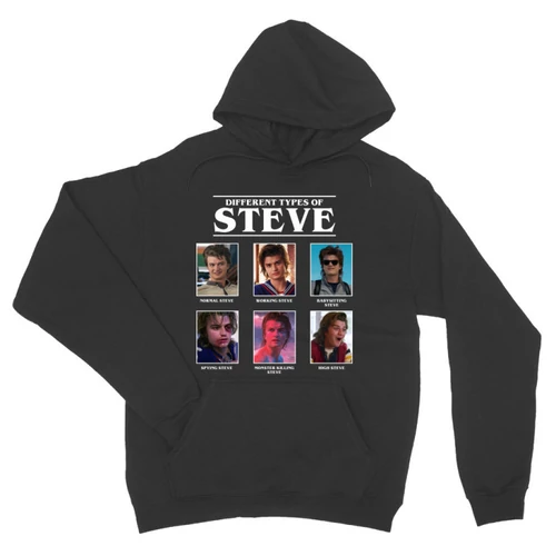 Sötétszürke Stranger Things unisex kapucnis pulóver - Types of Steve