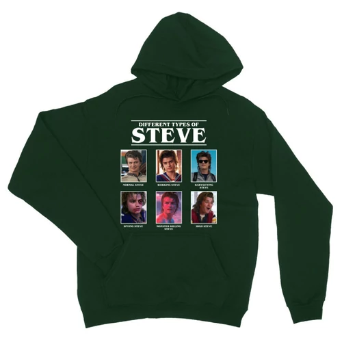 Sötétzöld Stranger Things unisex kapucnis pulóver - Types of Steve