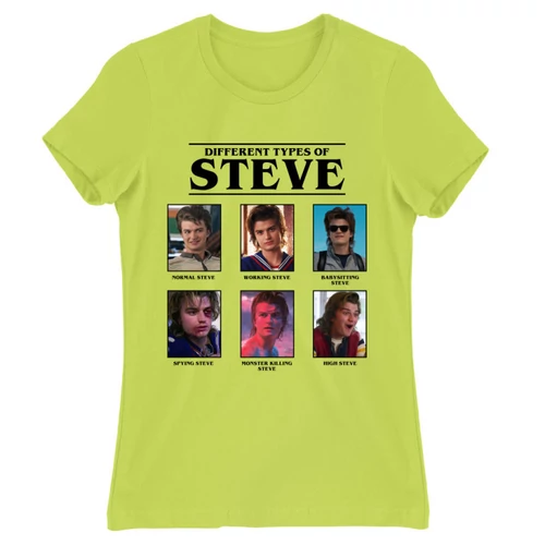 Almazöld Stranger Things női rövid ujjú póló - Types of Steve