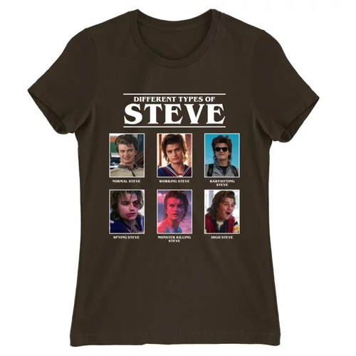 Barna Stranger Things női rövid ujjú póló - Types of Steve