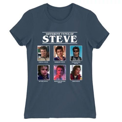 Denim Stranger Things női rövid ujjú póló - Types of Steve