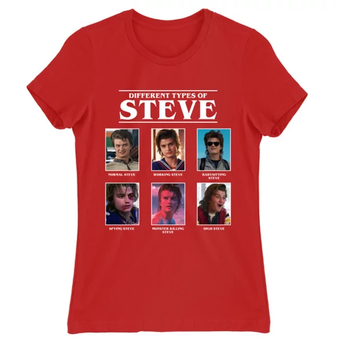 Piros Stranger Things női rövid ujjú póló - Types of Steve