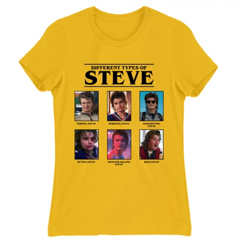 Sárga Stranger Things női rövid ujjú póló - Types of Steve