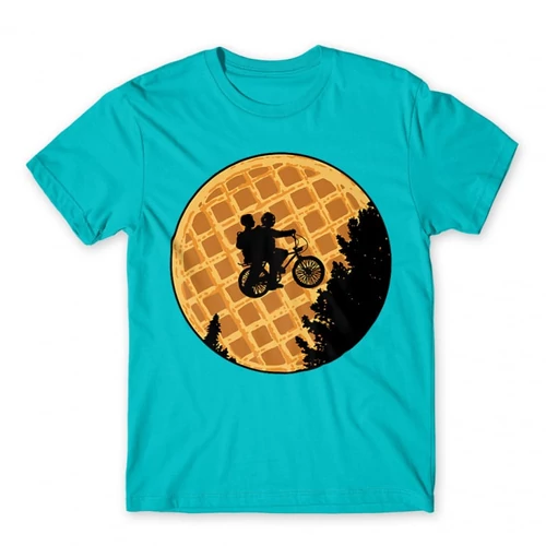 Atollkék Stranger Things férfi rövid ujjú póló - Waffle Moon