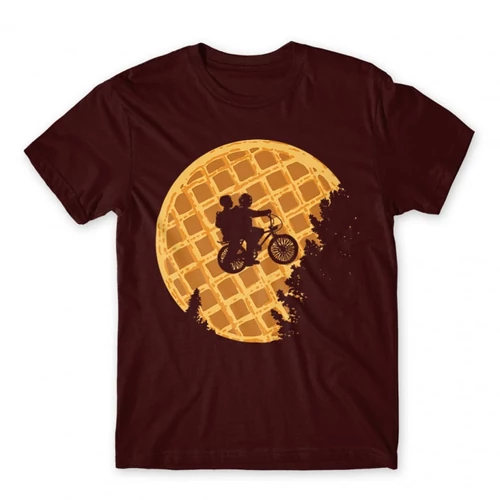 Bordó Stranger Things férfi rövid ujjú póló - Waffle Moon