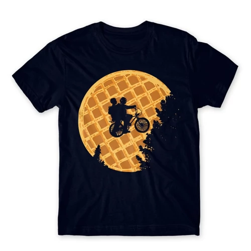 Sötétkék Stranger Things férfi rövid ujjú póló - Waffle Moon