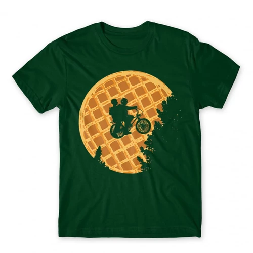 Sötétzöld Stranger Things férfi rövid ujjú póló - Waffle Moon