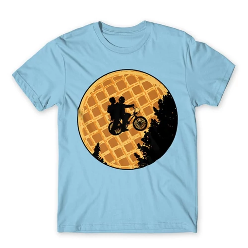Világoskék Stranger Things férfi rövid ujjú póló - Waffle Moon