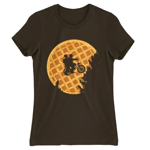 Barna Stranger Things női rövid ujjú póló - Waffle Moon