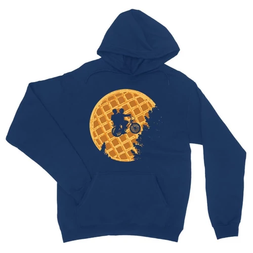 Királykék Stranger Things unisex kapucnis pulóver - Waffle Moon