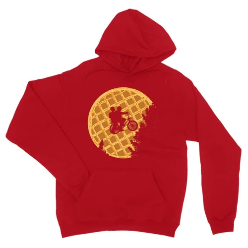 Piros Stranger Things unisex kapucnis pulóver - Waffle Moon