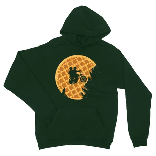 Sötétzöld Stranger Things unisex kapucnis pulóver - Waffle Moon