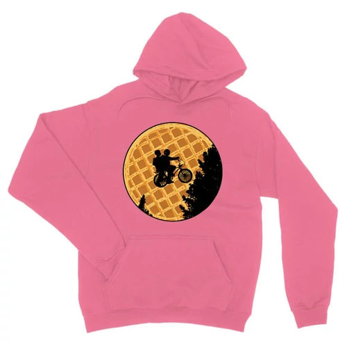 Világos rózsaszín Stranger Things unisex kapucnis pulóver - Waffle Moon