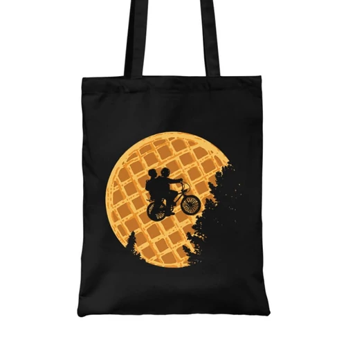 Fekete Stranger Things vászontáska - Waffle Moon