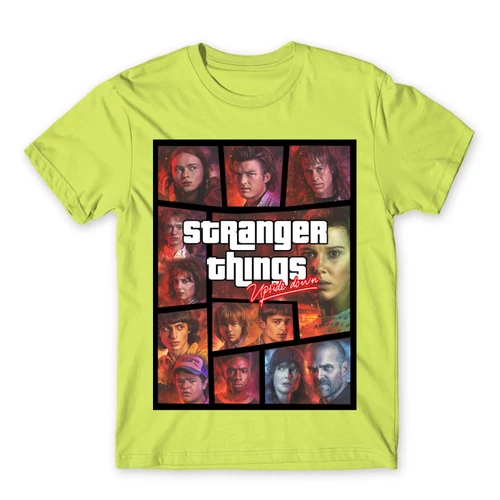 Almazöld Stranger Things férfi rövid ujjú póló - GTA
