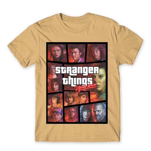 Homok Stranger Things férfi rövid ujjú póló - GTA