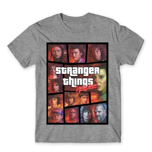 Sportszürke Stranger Things férfi rövid ujjú póló - GTA