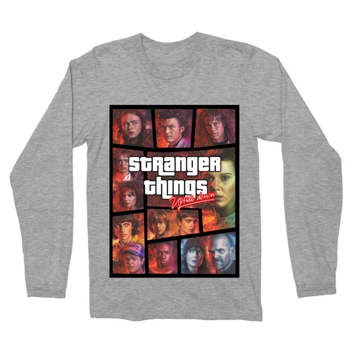 Sportszürke Stranger Things férfi hosszú ujjú póló - GTA