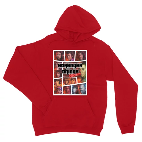 Piros Stranger Things unisex kapucnis pulóver - GTA