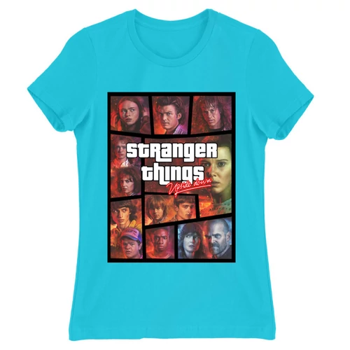 Atollkék Stranger Things női rövid ujjú póló - GTA