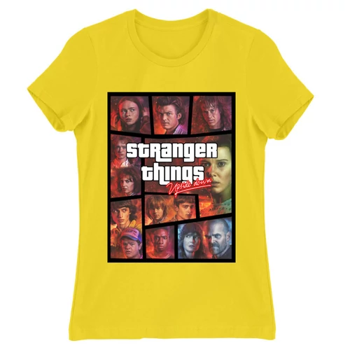 Citromsárga Stranger Things női rövid ujjú póló - GTA