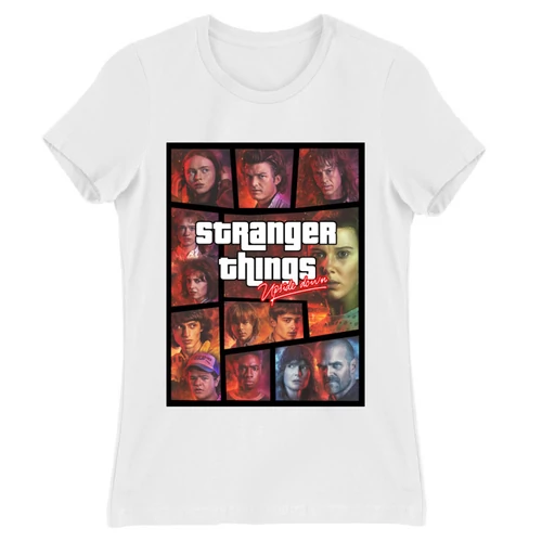 Fehér Stranger Things női rövid ujjú póló - GTA