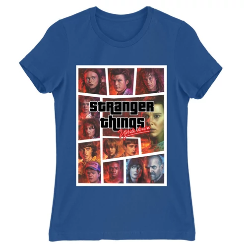 Királykék Stranger Things női rövid ujjú póló - GTA