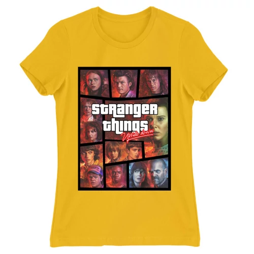 Sárga Stranger Things női rövid ujjú póló - GTA
