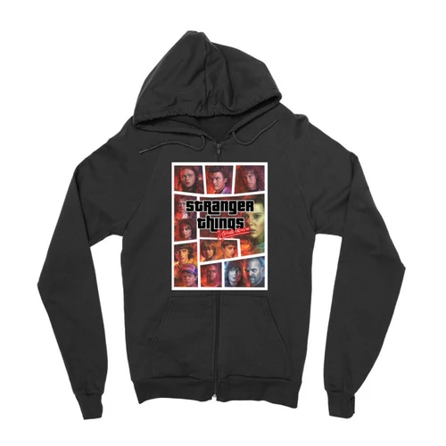 Fekete Stranger Things zipzáros pulóver - GTA