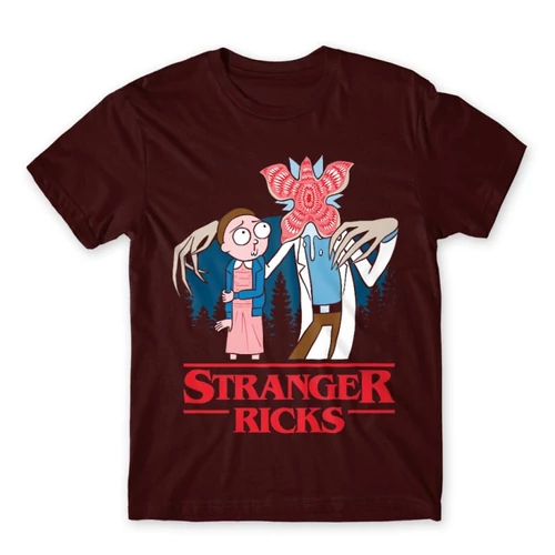 Bordó Stranger Things férfi rövid ujjú póló - Stranger Ricks