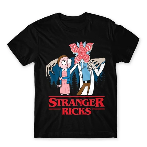 Fekete Stranger Things férfi rövid ujjú póló - Stranger Ricks