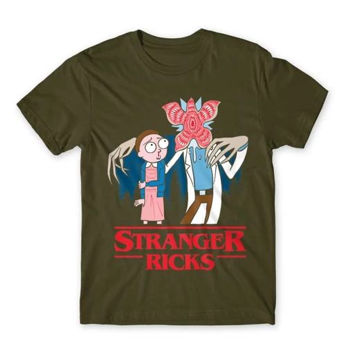 Khaki Stranger Things férfi rövid ujjú póló - Stranger Ricks
