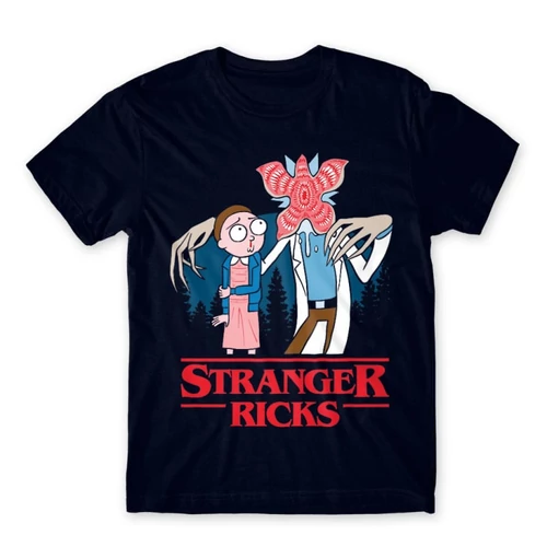 Sötétkék Stranger Things férfi rövid ujjú póló - Stranger Ricks