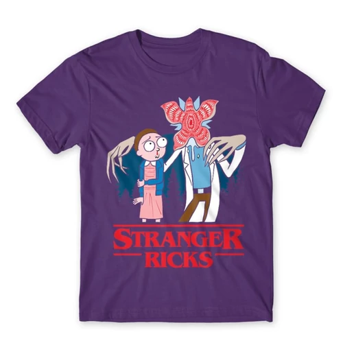 Sötétlila Stranger Things férfi rövid ujjú póló - Stranger Ricks