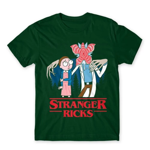 Sötétzöld Stranger Things férfi rövid ujjú póló - Stranger Ricks