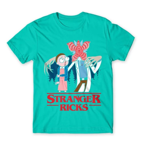 Türkiz Stranger Things férfi rövid ujjú póló - Stranger Ricks