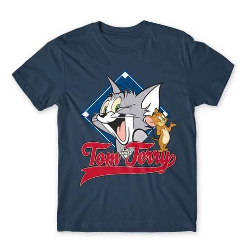 Denim Tom és Jerry férfi rövid ujjú póló - Badge