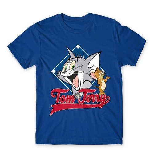 Királykék Tom és Jerry gyerek rövid ujjú póló - Badge