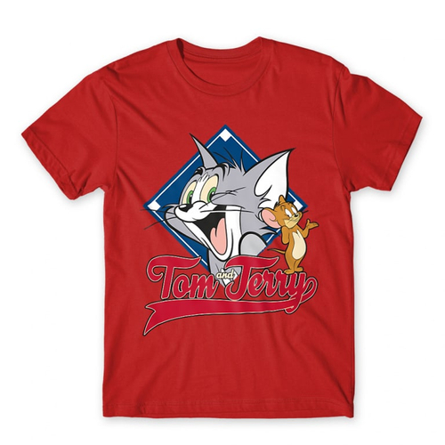 Piros Tom és Jerry gyerek rövid ujjú póló - Badge