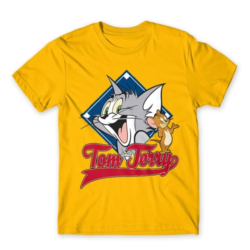 Sárga Tom és Jerry gyerek rövid ujjú póló - Badge