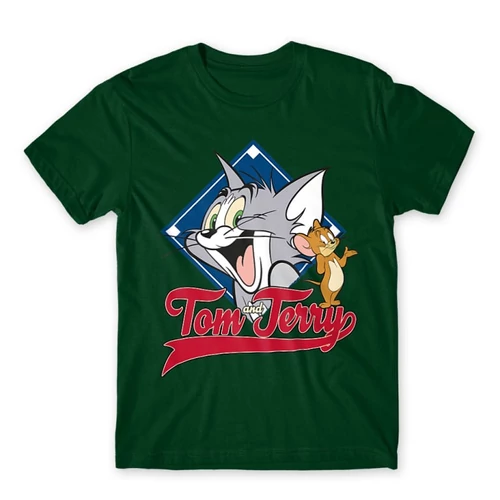 Sötétzöld Tom és Jerry gyerek rövid ujjú póló - Badge