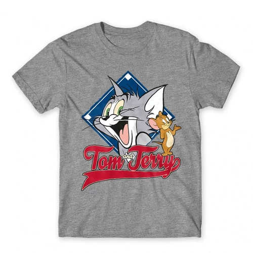 Sportszürke Tom és Jerry gyerek rövid ujjú póló - Badge