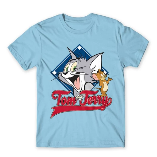 Világoskék Tom és Jerry gyerek rövid ujjú póló - Badge
