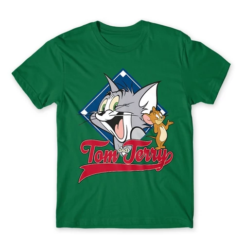 Zöld Tom és Jerry gyerek rövid ujjú póló - Badge