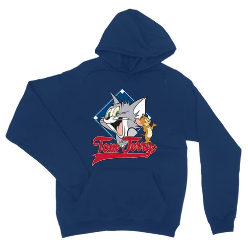 Királykék Tom és Jerry unisex kapucnis pulóver - Badge