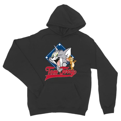 Sötétszükre Tom és Jerry unisex kapucnis pulóver - Badge