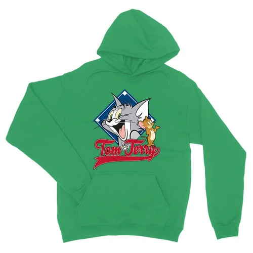 Zöld Tom és Jerry unisex kapucnis pulóver - Badge